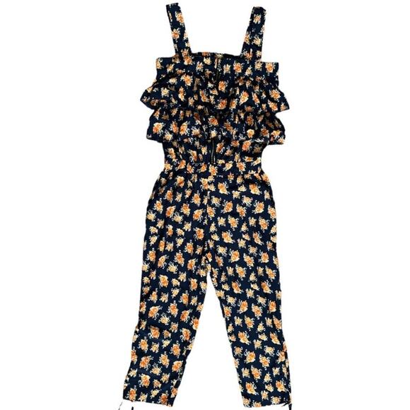 Trendcool Navy Orange Floral Jumpsuit, M - Picture 2 of 5
